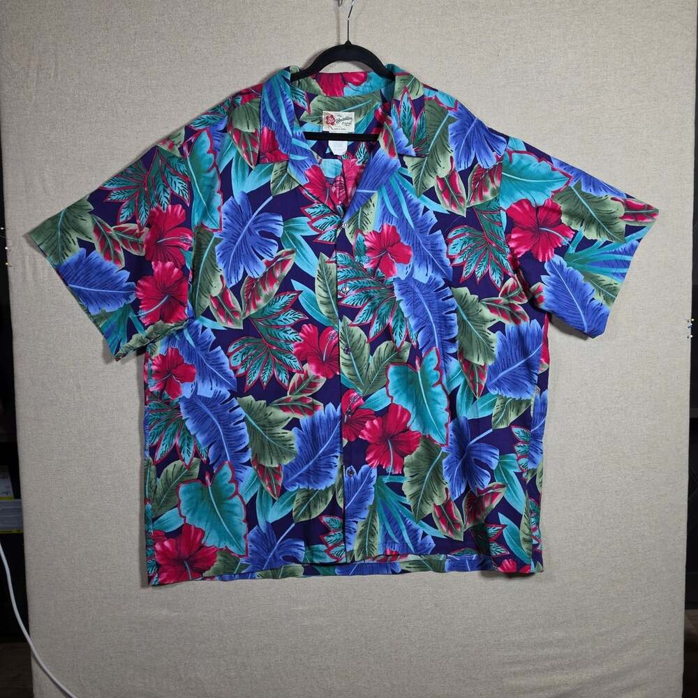 Vintage Hilo Hattie Original Hawaiian Shirt Men's 4XL Made in Hawaii USA Cotton